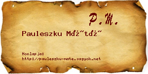 Pauleszku Máté névjegykártya